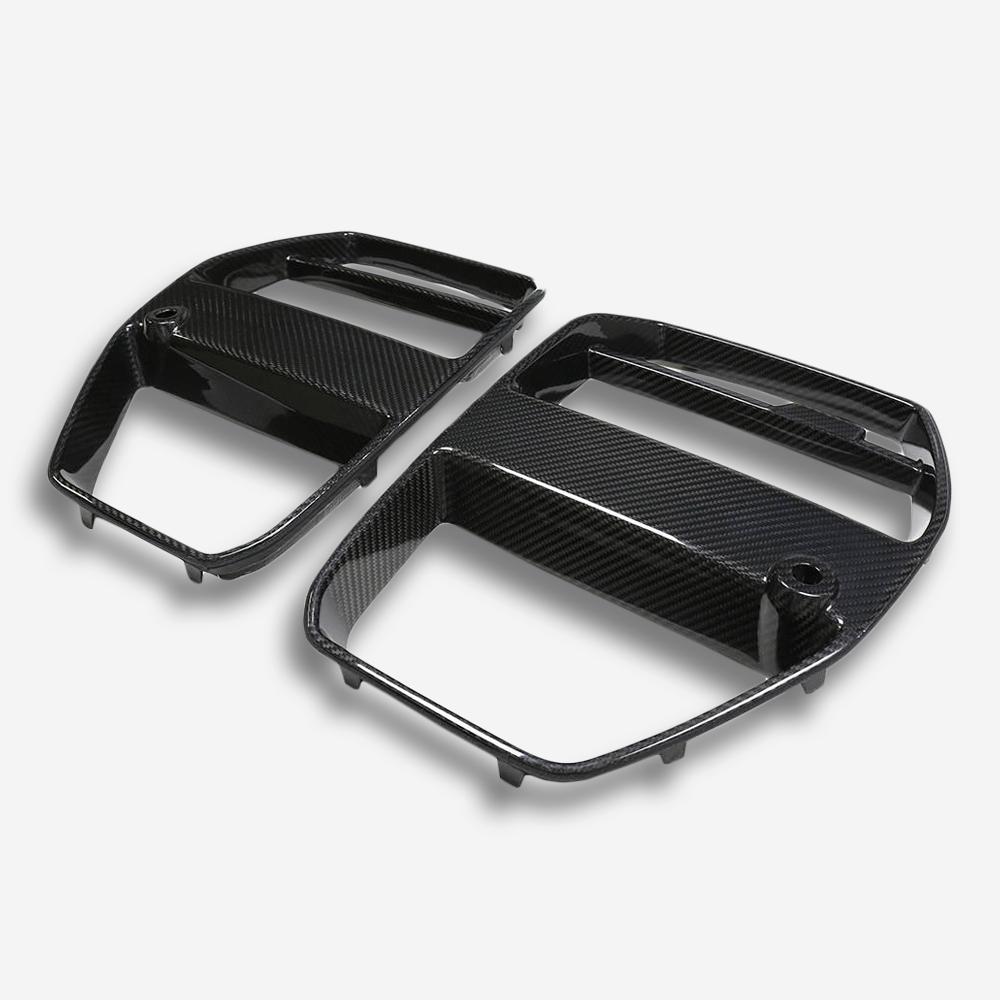 bmw m3 m4 g80 g82 vr style carbon fiber front grille angle view