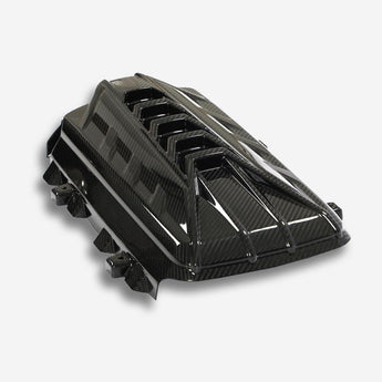 corvette c8 carbon fiber engine cover front angle view
