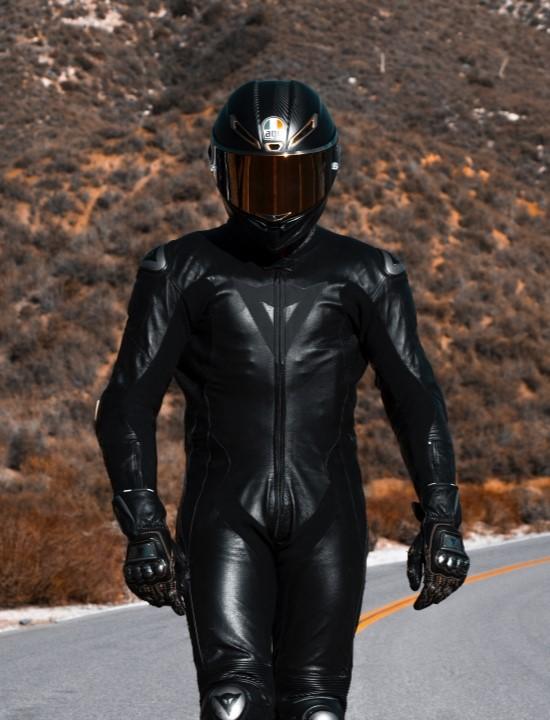 racer wearing helmet and outfit