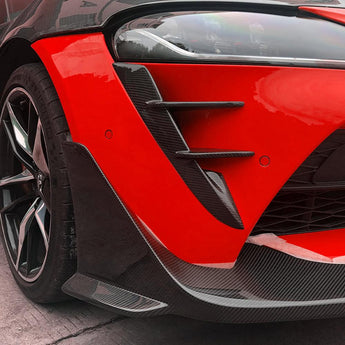 toyota supra mk5 carbon fiber front air vents installed close up